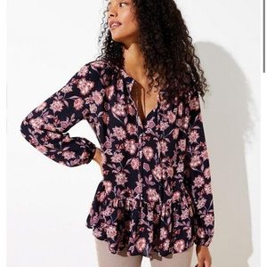 LOFT Floral Peplum Blouse